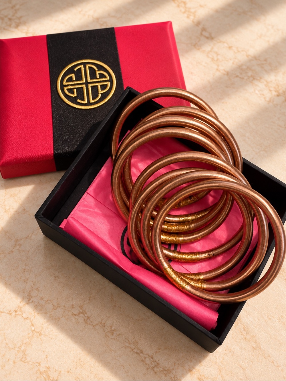 Gold-Tone Stackable Bangle Bracelet Set - Elegant Metallic Bangles for Women